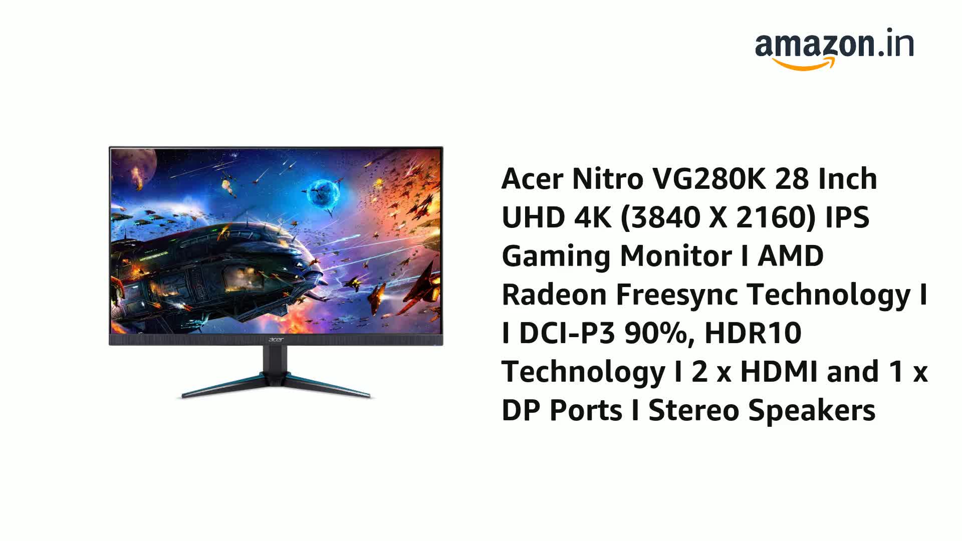 acer Nitro VG280K 28 Inch (71.12 Cm) UHD 4K 3840 x 2160 IPS Gaming